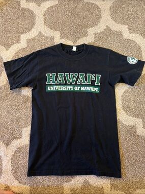 VINTAGE 2000s University of Hawai'i Black Graphic Tee - Green Lettering